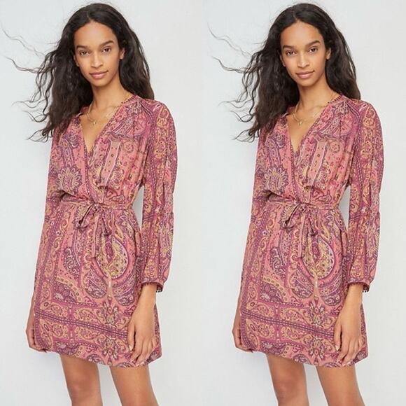 Anthropologie Dresses & Skirts - Anthropologie Odetta VNeck Peasant Sleeve Tie Waist Bohemian Print Dress Size XL